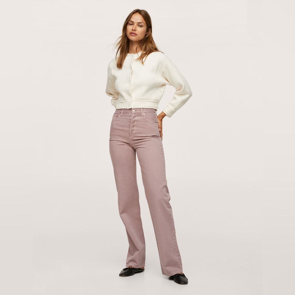 Mango Kaia High Rise Straight Leg Jean in Lilac